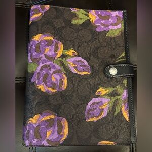 Authentic Coach Signature Floral Brown and Purple Notebook Cover
